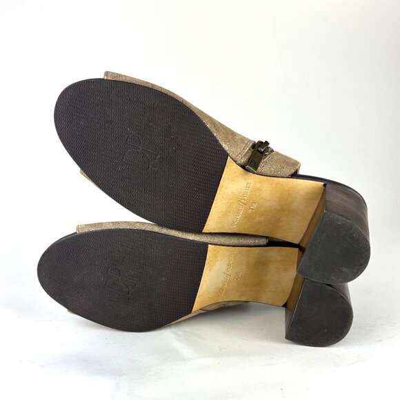 Donald J. Pliner Irene-60 Metallic Gold Peep-Toe Booties - Size 7M - Picture 13 of 13